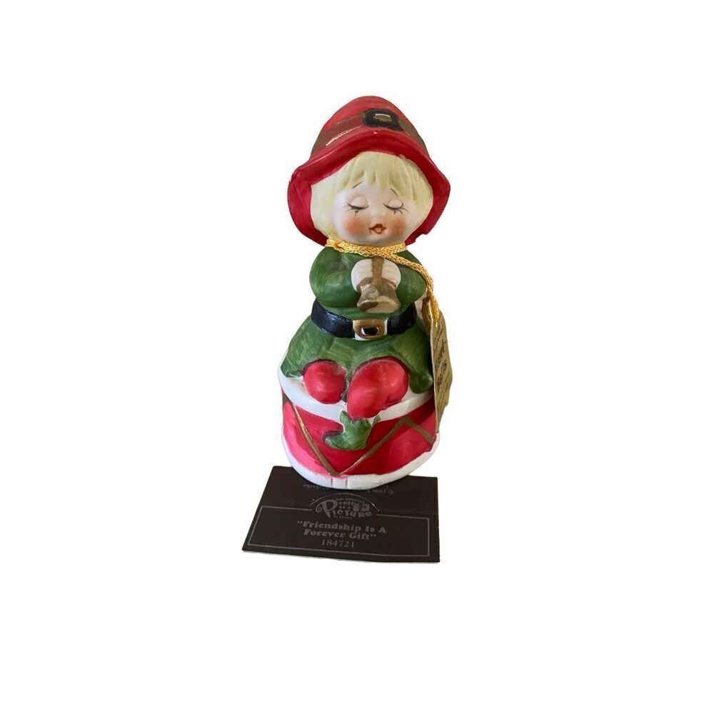 Vintage Jasco Fine Bisque Porcelain Merri Bells Christmas Figurine Holiday Decor